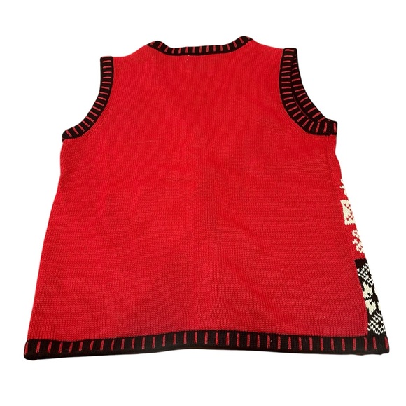 Holiday Editions Sweater Vest Cardigan Red Holiday Party Snow Penguin Sz Small‎ - Picture 7 of 7